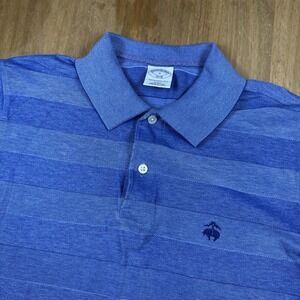Brooks Brothers Slim Fit Short Sleeve Performance Polo Men's Small Blue Striped